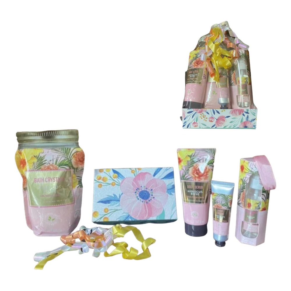 Hibiscus Rose Bath & Body Valentine Gift Basket Skin Care Set